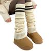 Women Ribbed Knit Stacked Long Boot Socks Double Striped Over Knee Leg Warmers