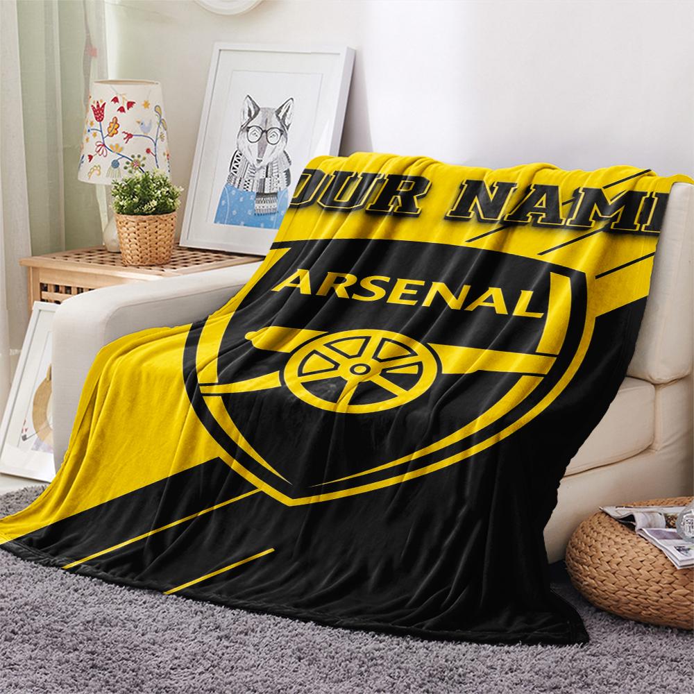 1PC Custom Name Arsenal Patterned Flannel Blanket Suitable For All Seasons for Home Decor Warmth and Comfort Gifts Holiday Present