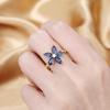 2026 Niche Ring Flower Creative Jewelry Fashion Women Zircon Jewelry Blue Zircon Wedding Light Luxury Ring