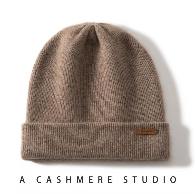 Unisex Double-Layer Cashmere Knit Hat – Warm Slouchy Beanie with Ear Protection for Autumn/Winter