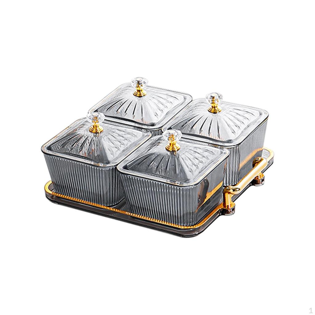 Divided Serving Bowls Dried Fruit Plates Multifunctional 4 Compartments Snack for Candy