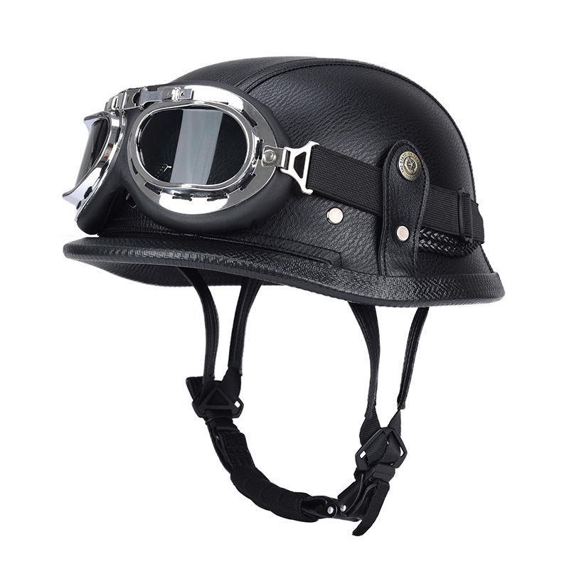 Pedal German Helmet Cruise Vintage Half Helmet Harley Men Motorcycle Helmet Locomotive Scaler Helmet Soldier Helmet Leather Helmet