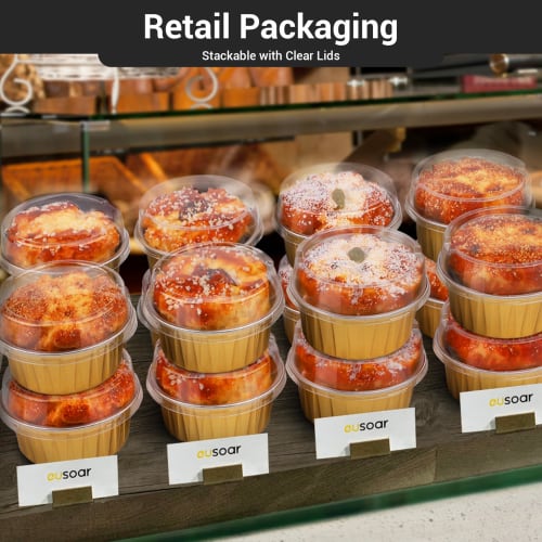 EUSOAR Aluminum Muffin Cups with Lids, 100 Pieces 5oz Muffin Liners with Lids, Disposable Foil Ramekins, Aluminum Cupcake Liners, Creme Brulee Ramekin