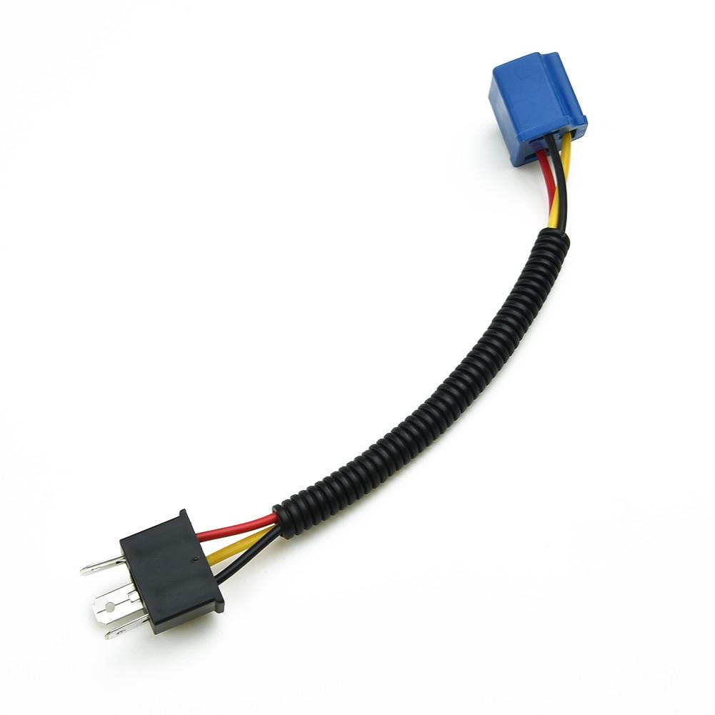 H4 Socket Connector Wiring Harness Blue+Black Plastic+Ceramic Male & Female