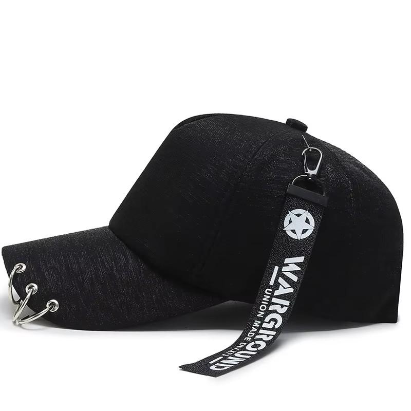 Baseball Cap Hat Iron Ring Spring Summer Autumn Punk Hip Hop Rock Adjustable Unisex Men Women Outdoor Casual Cotton Snapback