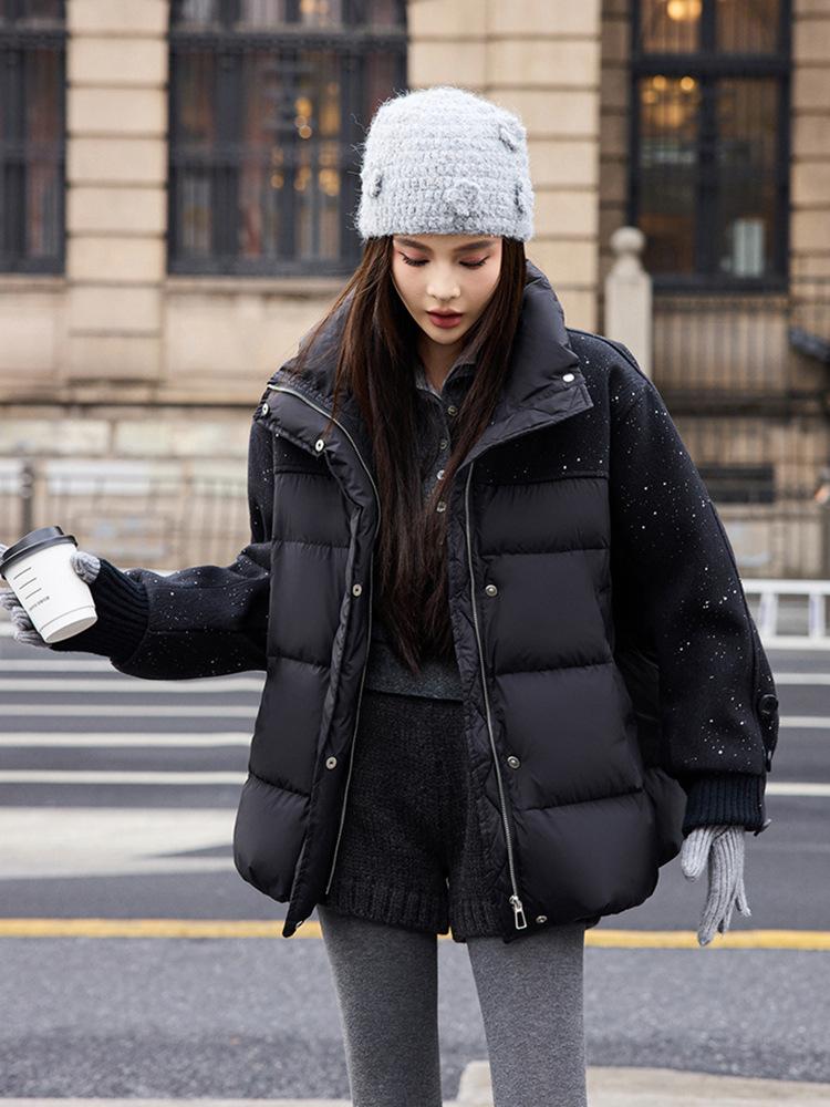 

Женская новая ветрозащитная легкая утолщенная пушистая теплая свободная хлопковая куртка спортивного стиля кэжуал из высококачественных тканей с воротником-стойкой Сяо Сянфэн XXL чёрный