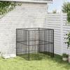 VidaXL Parc pour Chien 4 Panneaux, Cage pour Chien avec Porte, Enclos pour Chiens, Maison pour Animaux de Compagnie, Noir 172209