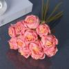 12PCS/bunch Multicolor Rose Artificial Flowers Silk Petals Green Stem Faux Rose Flower Scene Landscaping Bridal Bouquet