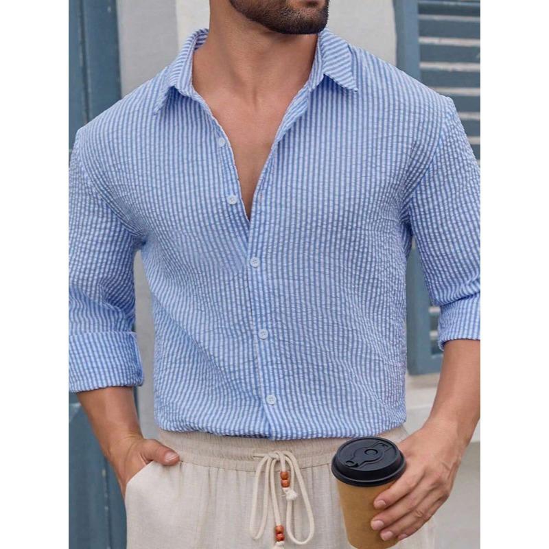 Men's Plaid Long Sleeve Shirt Breathable Cotton Slim Fit Casual Shirt Jacket.
