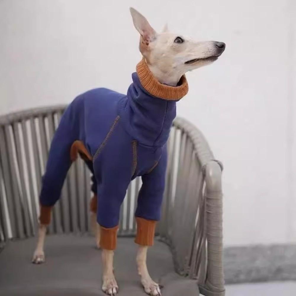 Casual Style High Neck Dog Jumpsuit Stretchy Breathable Pet Turtleneck Cold-Proof Plush Pet Warm Sportswear Daily Walk