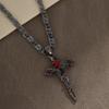 Gothic Personality Punk Thorn Cross Pendant Necklace Women's Hip-hop Fashion Ins Style Sweet Cool Niche Zircon Gift