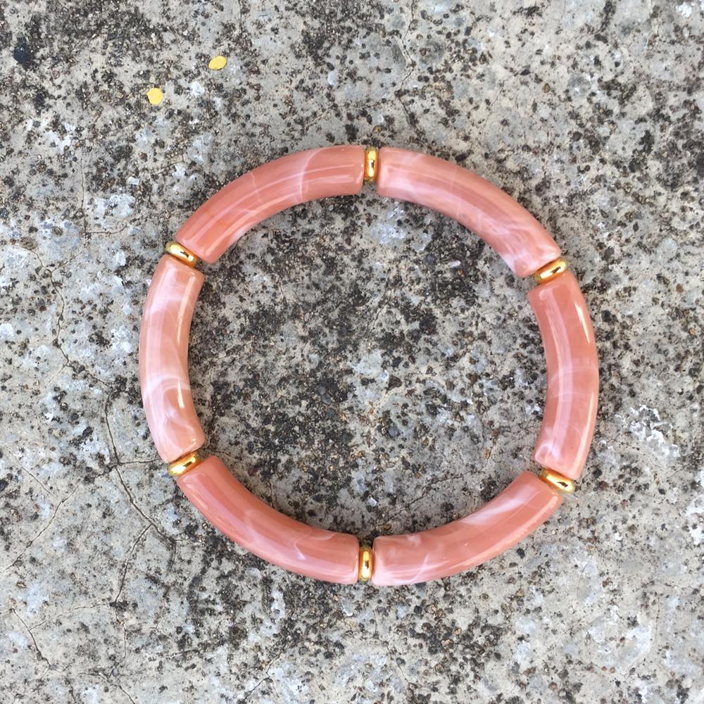 2025 Trendy Colorful Acrylic Bamboo Beads Bracelet for Women Stretch Resin Tube Beaded Cuff Bracelets Bangle Men Fashion Jewelry
