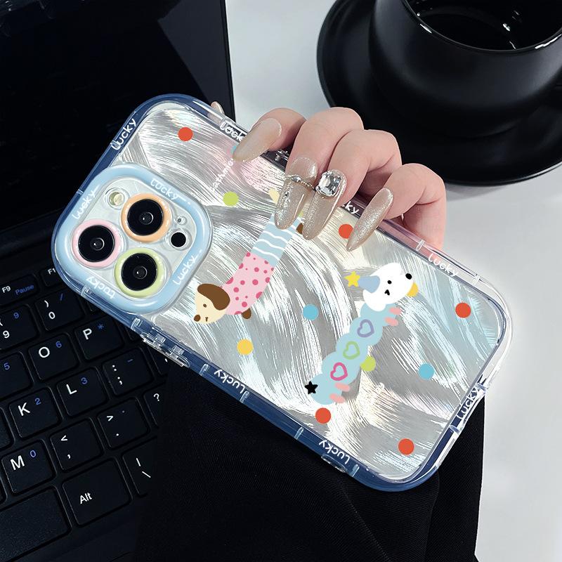 Feathery Cream Sausage Puppy Suitable for Apple 16promax Mobile Phone Case Iphone15/14 Silicone All Inclusive 12