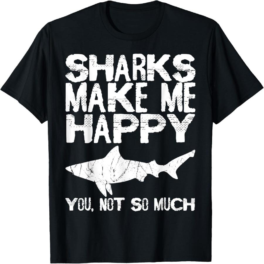 

Great White Shark Makes Me Happy Largest Predator Mackerel T-Shirt XXXXXL чорний