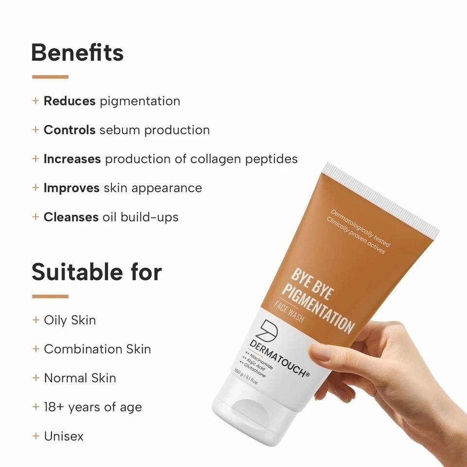 DERMATOUCH Bye Bye Pigmentation Gesichtswaschmittel || Anti-Pigmentierung 150g Packung 1
