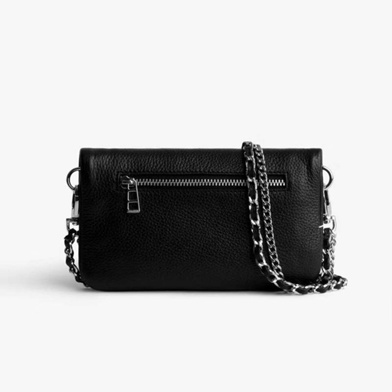 Neue französische Mode Damen ZV Tasche Luxus Design kleine schwarze Umschlagtasche Retro Design Diamant Flügel Tasche