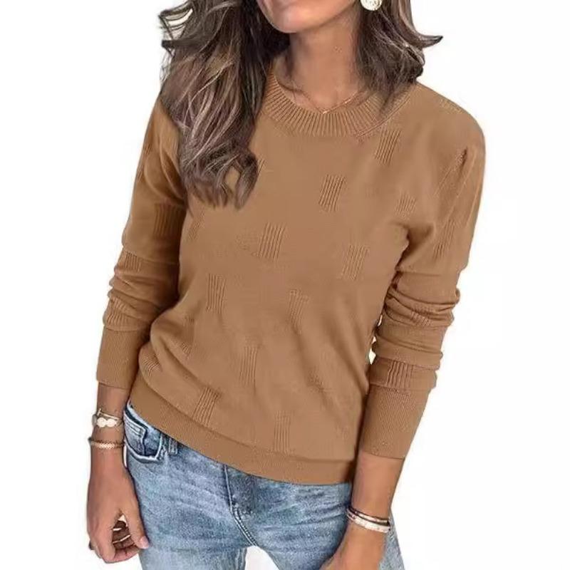 Women S Long Sleeve Round Neck Pullover Knit Sweater Casual Fall Winter