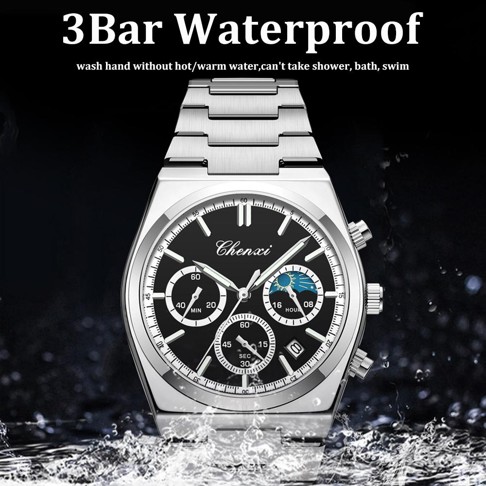 Luxury Watches for Man Quartz Business Men Watch Waterproof Luminous Stainless Steel Chronograph Men Clock