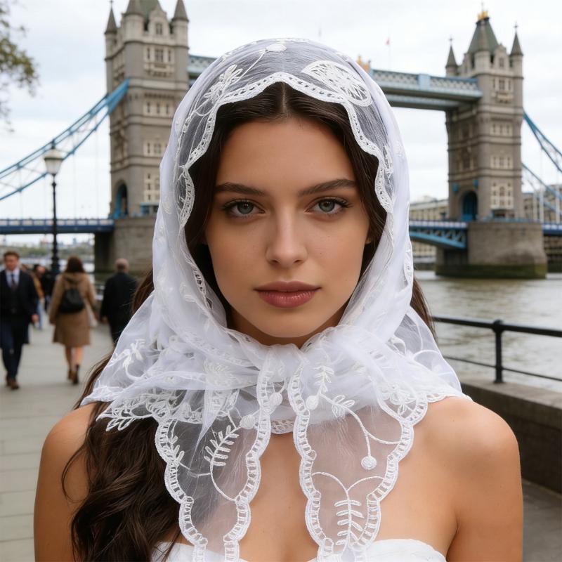 Multifunctional Lace Scarf Headwear Or Wrist Decors For Ladies Soft Polyester Headscarf Elegant Hair Accessory