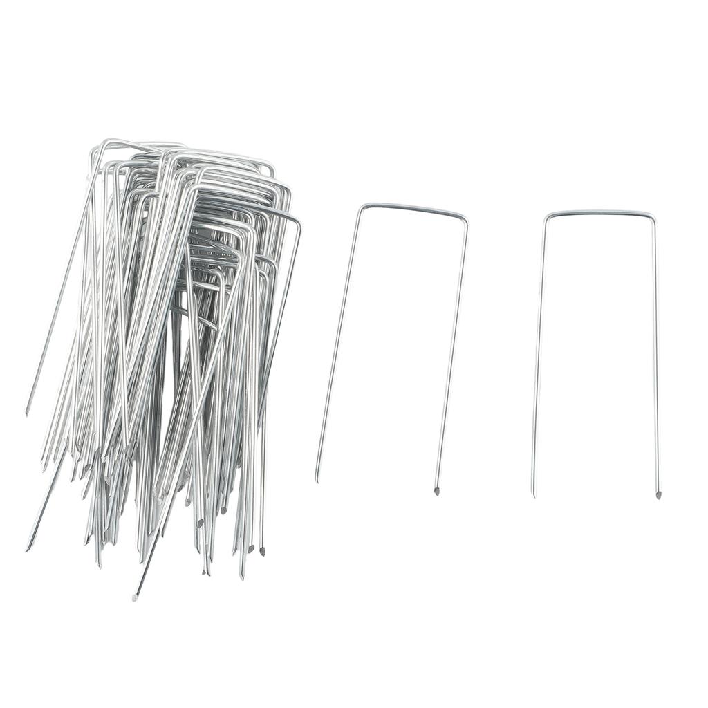 50pcs Galvanised Metal Ground U Tent Pegs Gazebo Camping Tarpaulin Hooks For Fixing Grass Cloth, Greening, Fixed Lawn Nails