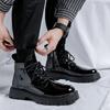 Brand Top Quality Designer Vintage Cow Leather Men High Top Boot Business Genuine Leather Men Boot Lace Up Lacquer Leather Boots