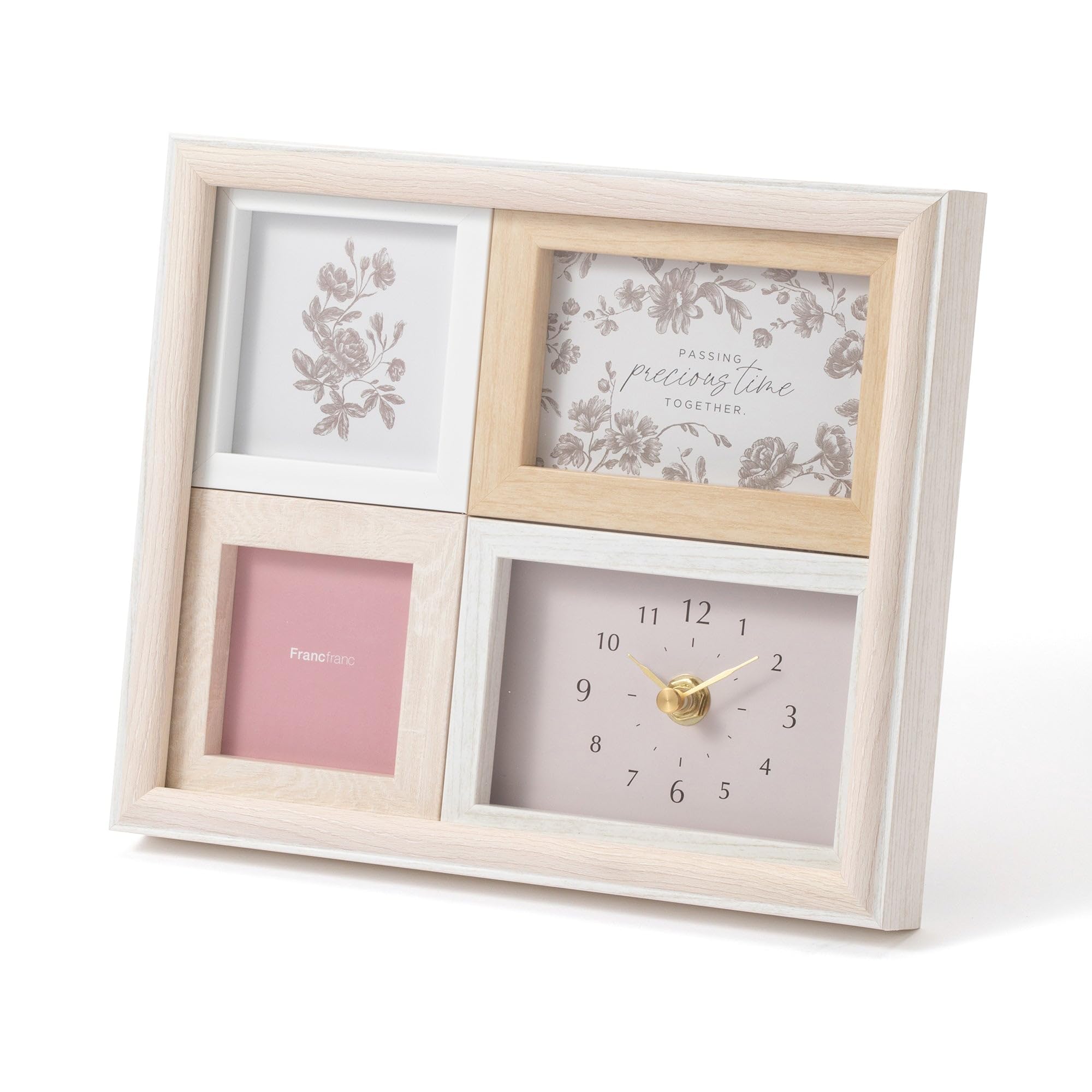 

Francfranc Natural photo frame with clock white білий