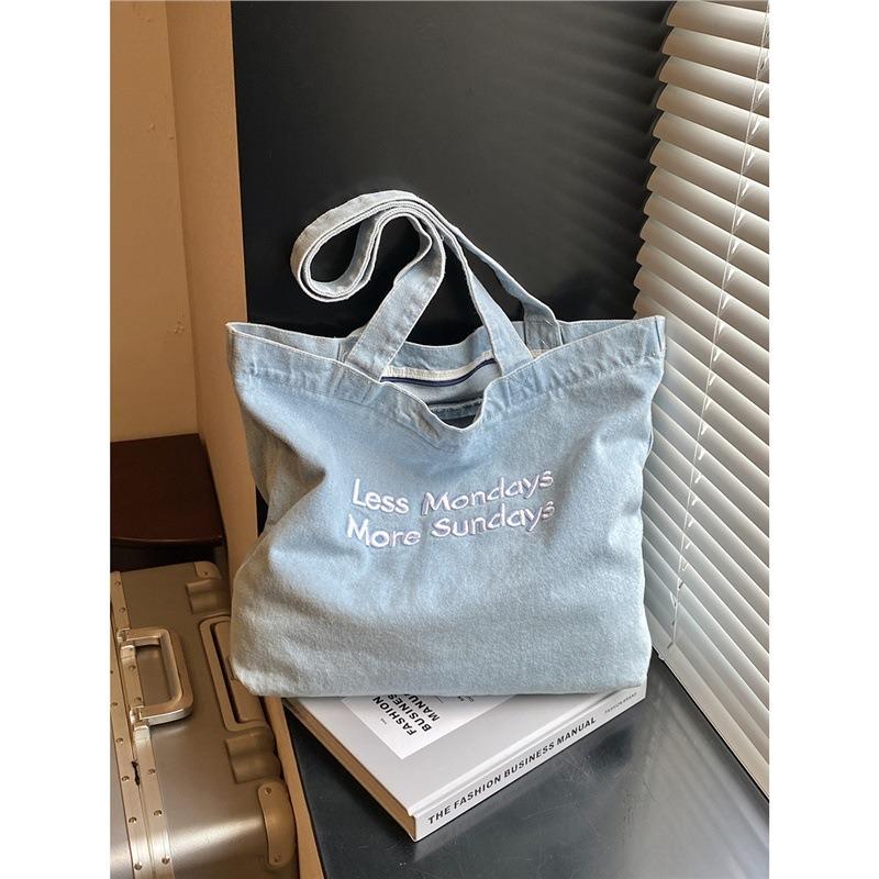 Denim Canvas Large-capacity Bag Women's New Fashion Shoulder Bag Fashion Outdoor Commuter Tote Bag