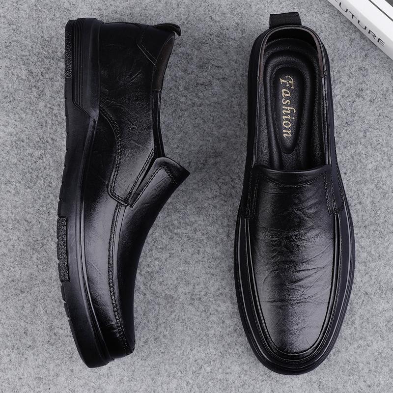 High Quality Dress Loafers Mens Genuine Leather Slip On Shoes 2025 All-match Mens Shoes Casual Male Comfortable Walking Flats