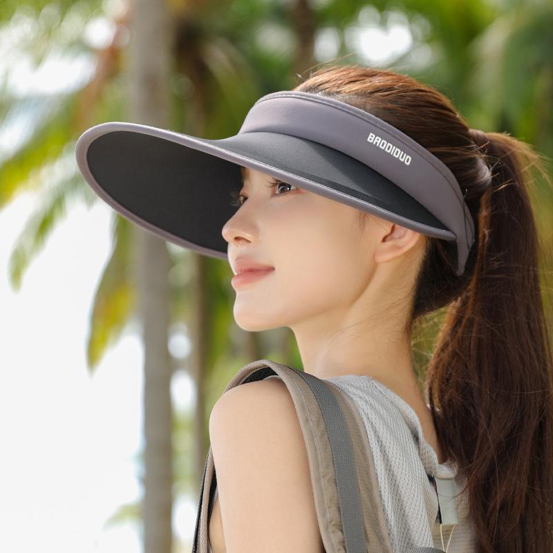Summer ice silk big brim sunscreen hat women's outdoor travel visor casual sports fashion versatile empty top hat