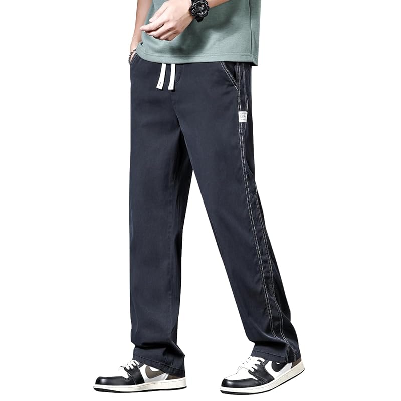 

[HMT] pants men s wide pants summer clothes easy pants cool Trousers big size sarouel pants Relaxing bottoms Plain color straight pants long pants