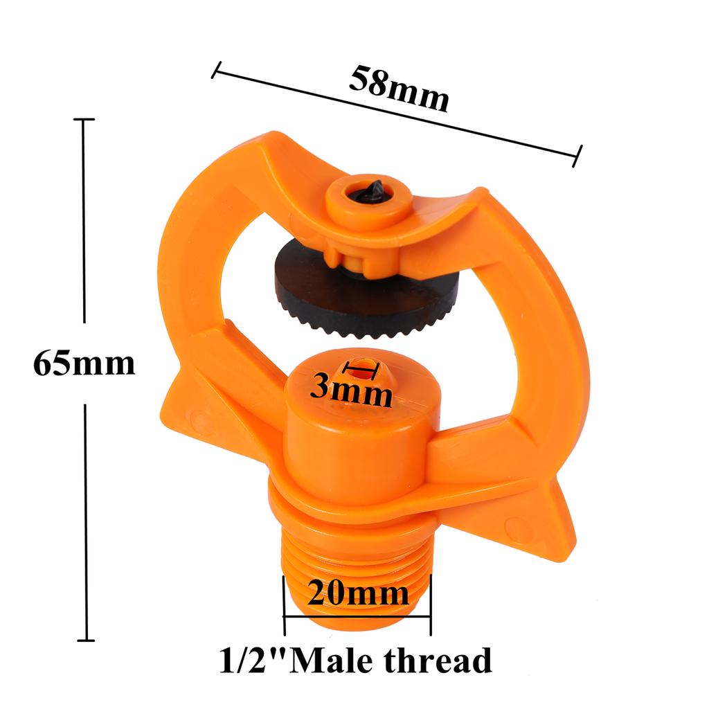 Atomizing Refraction Sprinkler 1/2" Male Thread Plastic 360 Degree Rotation Impact Spray Nozzle Garden Irrigation Lawn Watering