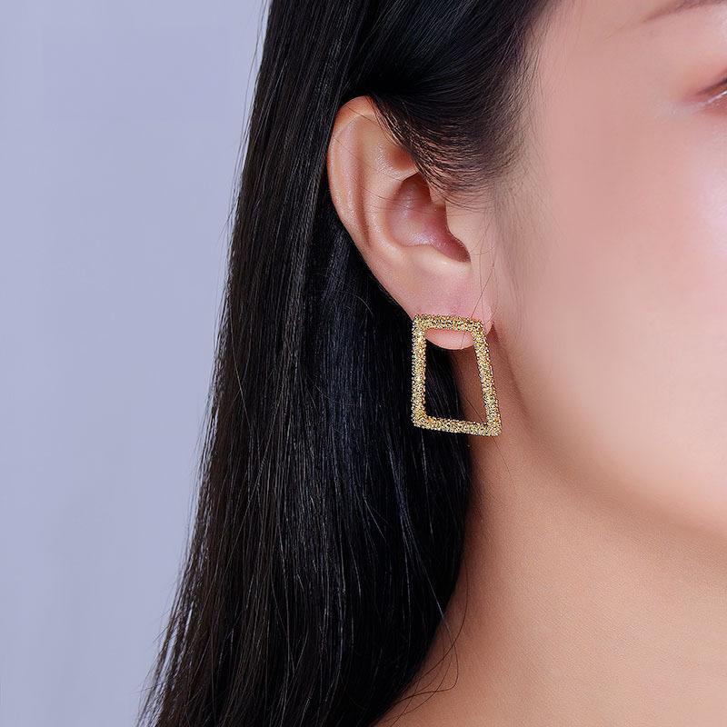 New Trendy Fashion Temperament Exaggerated Geometric Irregular Square Stud Earrings