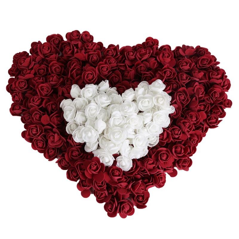500 Pcs Valentine's Day Mini Roses for Crafts 3.5cm Flowers Artificial Roses Foam Flowers Fake Flower Heads for Baby Shower Table Wedding Decorations