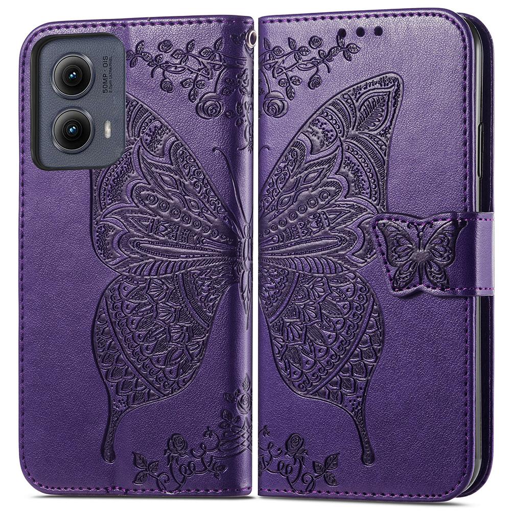 For Motorola Edge (2024) 5G Case PU Leather Wallet Phone Cover Butterfly Pattern