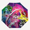 Pink Ranger Automatic Folding Umbrella: Portable 3-Fold Design with 8-Bone Frame - Perfect for Fans, Travelers, and Daily Use0104329a