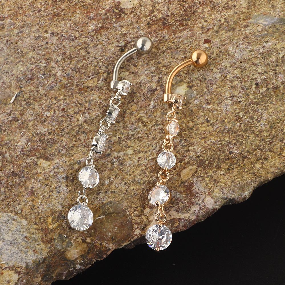 1Set Stainless steel navel stud set - Zirconium navel ring piercing jewelry