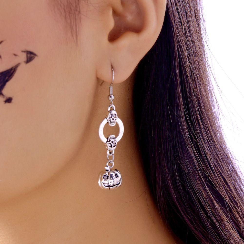 Exaggerate Skeleton Pendant Earrings Punk Style Skull Earrings Halloween Dangle Earrings Lady