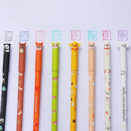 Cartoon Erasable Pen Set 8 Colors Smooth Writing Gel Pens Cute Animal Designs 0.7mm Ink Erasable Gel Pens for Reusable Notes Holiday Cards