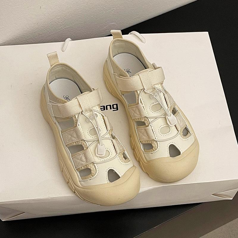 

Платформенные римские сандалии женские 2025 лето новая верхняя одежда модные уродливые милые папины кроссовки популярные повседневные дырявые туфли тренд 35 бежевый