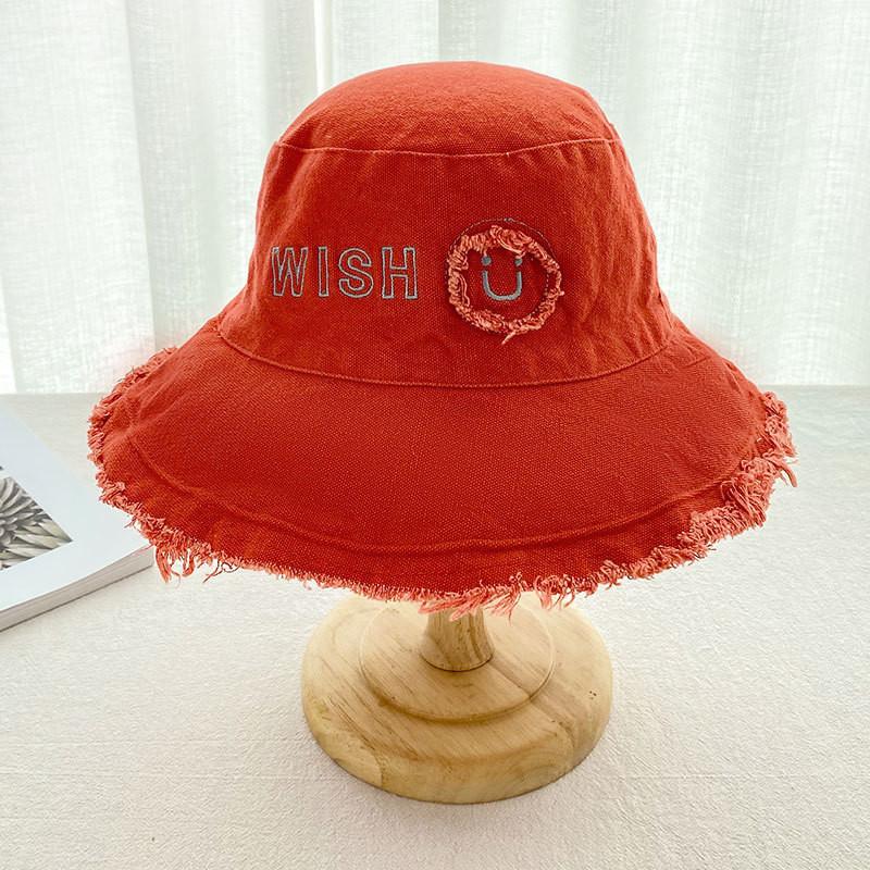 Fashionable Summer Women's Sun Hat With Large Brim And Smiley Face Embroidery For Sun Protection