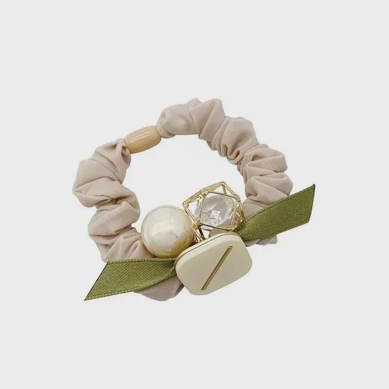 High-Grade Pearl Bow Hair Rope: Japanese & Korean Style Large Intestine Elastic Headband