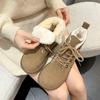 Mode Stiefel Damen Flacher Boden Bequeme Schuhe für Damen Lässig Plüschfleece für Wärme Schnürstiefeletten für Damen Botas De Mujer
