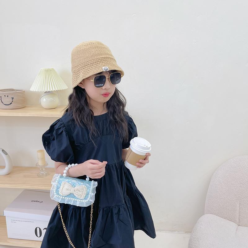 Entzückliche Koreanische Prinzessin Mini-Handtasche Mit Perlenkette Für Kinder Stilvolle Spitze am Rand