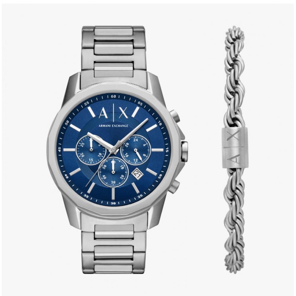 Armani Exchange Men S Metal Watch Chronograph Bracelet Set ax7176Set