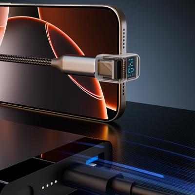 Adaptor USB tip C cu cot de 180 de grade, adaptor USB C cu afișaj digital, ieșire de mare putere de 140 W și 40 Gbps, conector în formă de U