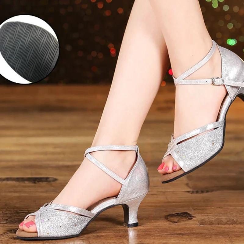 High Heel Ladies' Dancing Shoes for Latin Tango Ballroom Salsa Dance with Soft Sole