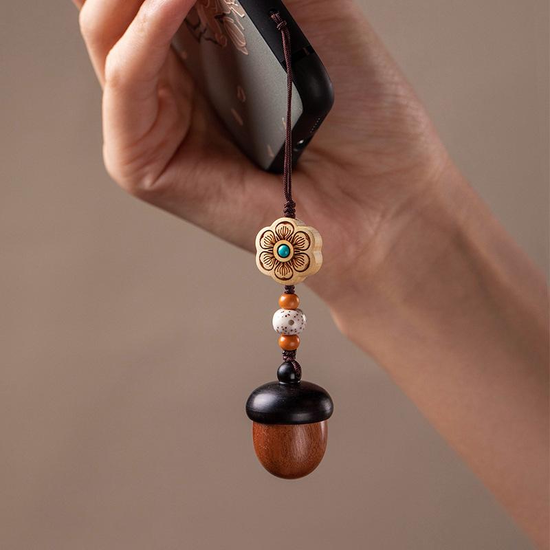 Sandalwood Keychain Pendant: Cute, Creative, Unisex, and Detachable.