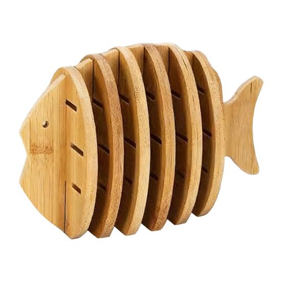 Wooden Trivet Coaster Set Creative Animal-Shaped Heat-Resistant Placemats for Cups Pots Stackable Versatile Desk Decor for Home Kitchen Outdoor Dining