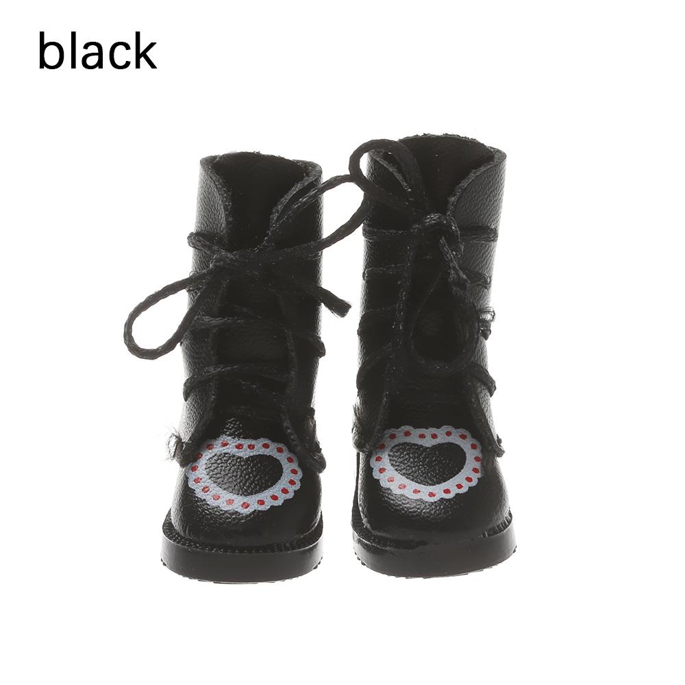 

1Pair Handmade Exquisite PU Leather Boots Heart Bandage Mini Shoes For 10 Inch 1/6 Doll Blythe Doll Accessories Children Toys For 10 Inch Doll чёрный