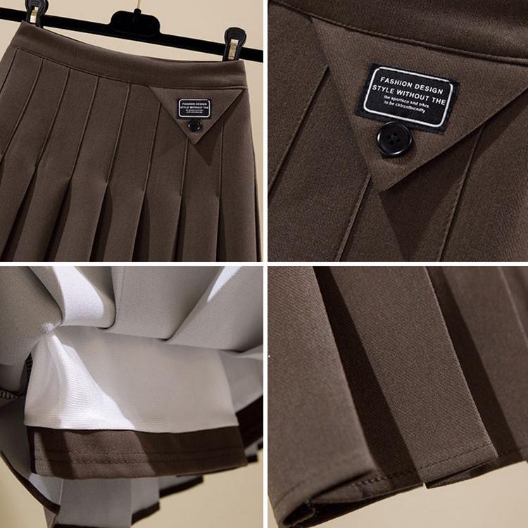 Stylish Grey Suit Skirt for Women, Pleated Mini Skirt with High Waistband